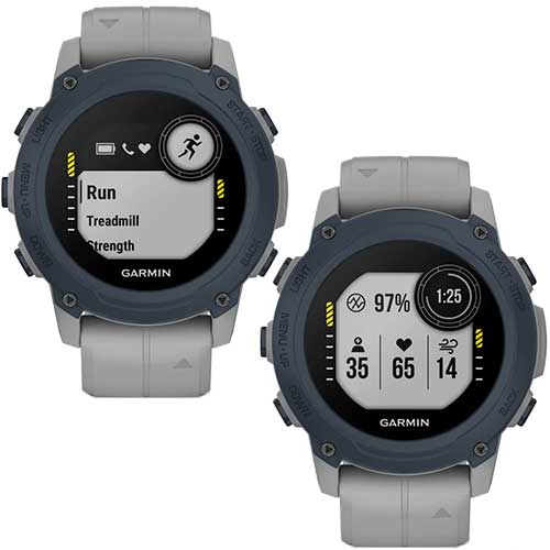 Fonctions multi-sport, bien-être et sécurité de la montre de plongée connectée GPS Descent G1 Garmin grise