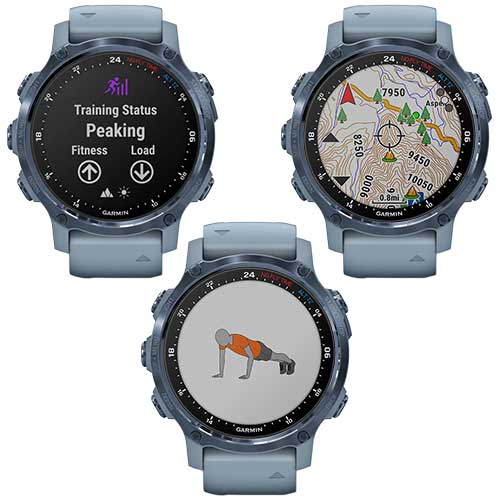 Fonctions multi-sport, bien-être et sécurité de la montre de plongée connectée GPS Garmin Descent Mk2S Bleu minéral